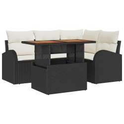 Ensemble de canapé de jardin avec coussin 5 pcs Noir et crème 518335518335