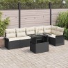 Ensemble de canapé de jardin avec coussin 7 pcs Noir Poly rotin 518340518340
