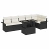Ensemble de canapé de jardin avec coussin 7 pcs Noir Poly rotin 518340518340