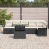 Ensemble de canapé de jardin avec coussin 7 pcs Noir Poly rotin 518340518340