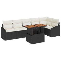 Ensemble de salle à manger pour jardin 7 pcs Noir et Crème 518342518342