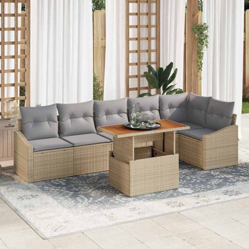 Ensemble de salle à manger pour jardin 7 pcs Beige et gris 518343518343