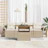 Ensemble de canapé de jardin 5 pcs Beige et crème polyrotin 518344518344