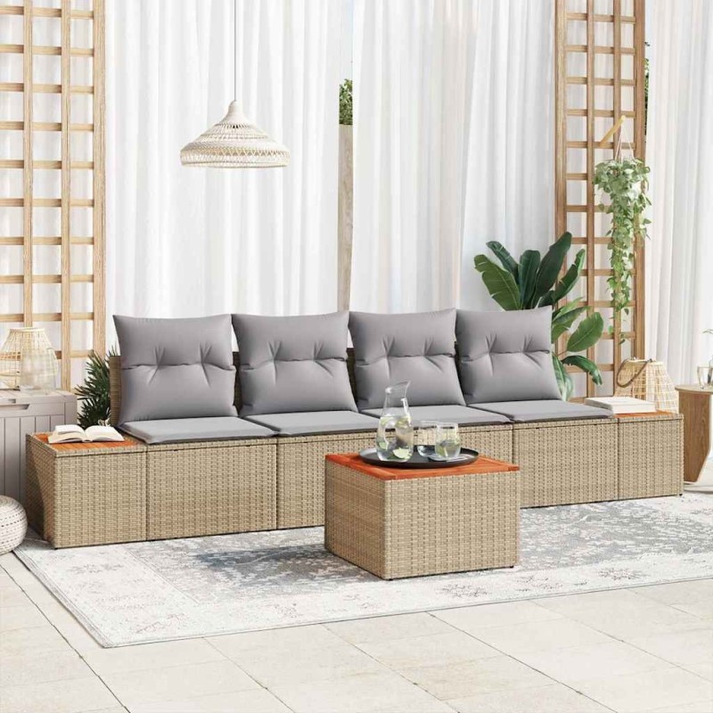 Ensemble de canapé de jardin 5 pcs Beige Poly rotin 518345518345
