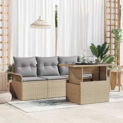 Ensemble de canapé de jardin avec coussin 5 pcs Beige polyrotin 518346518346