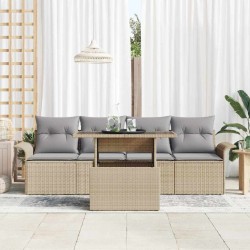 Ensemble de canapé de jardin avec coussin 5 pcs Beige polyrotin 518346518346