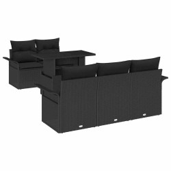 Ensemble de canapé de jardin avec coussin 6 pcs Noir polyrotin 518349518349