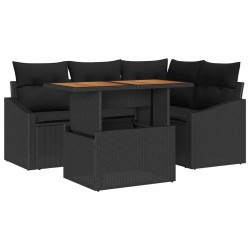 Ensemble de salle à manger pour jardin 5 pcs Noir et Marron 518351518351