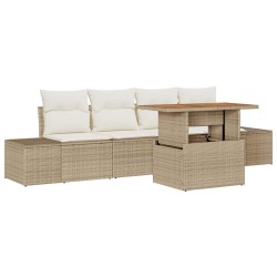 Ensemble de salle à manger pour jardin 5 pcs Beige et crème 518354518354