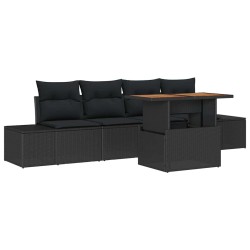 Ensemble de salle à manger pour jardin 5 pcs Noir et Marron 518355518355