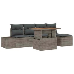Ensemble de salle à manger pour jardin 6 pcs Gris et marron 518357518357