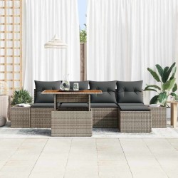 Ensemble de salle à manger pour jardin 6 pcs Gris et marron 518357518357