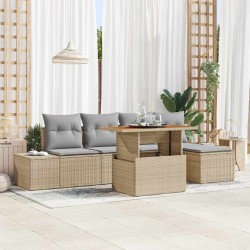 Ensemble de salle à manger pour jardin 6 pcs Beige et gris 518358518358