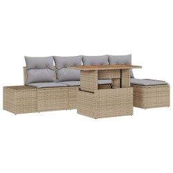 Ensemble de salle à manger pour jardin 6 pcs Beige et gris 518358518358