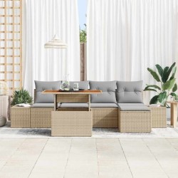 Ensemble de salle à manger pour jardin 6 pcs Beige et gris 518358518358