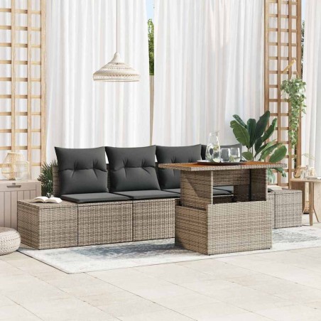 Ensemble de salle à manger pour jardin 5 pcs Gris et marron 518359518359