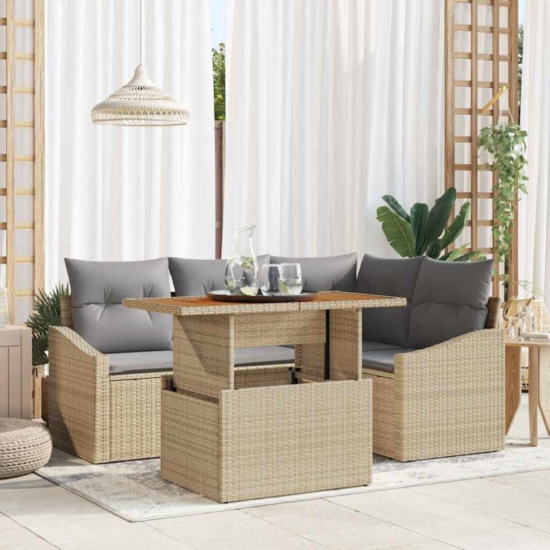 Ensemble de salle à manger pour jardin 5 pcs Beige et gris 518361518361
