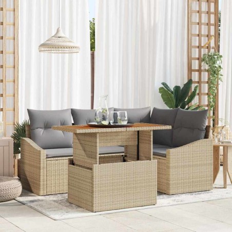 Ensemble de salle à manger pour jardin 5 pcs Beige et gris 518361518361