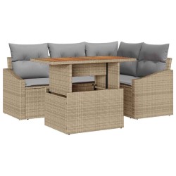 Ensemble de salle à manger pour jardin 5 pcs Beige et gris 518361518361
