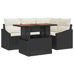 Ensemble de salle à manger pour jardin 5 pcs Noir et Crème 518362518362