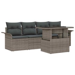 Ensemble de canapé de jardin avec coussin 5 pcs Gris polyrotin 518365518365