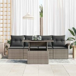 Ensemble de canapé de jardin avec coussin 5 pcs Gris polyrotin 518365518365