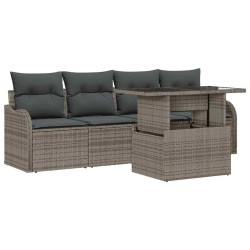 Ensemble de canapé de jardin avec coussin 5 pcs Gris Poly rotin 518367518367