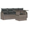 Ensemble de canapé de jardin avec coussin 5 pcs Gris Poly rotin 518367518367