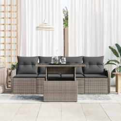 Ensemble de canapé de jardin avec coussin 5 pcs Gris Poly rotin 518367518367