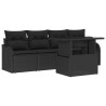 Ensemble de canapé de jardin avec coussin 5 pcs Noir Poly rotin 518368518368