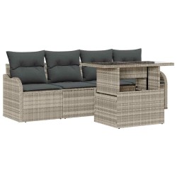 Ensemble de canapé de jardin 5 pcs Gris clair Poly rotin 518369518369