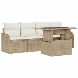 Ensemble de canapé de jardin 5 pcs Beige Poly rotin 518370518370