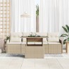 Ensemble de canapé de jardin 5 pcs Beige Poly rotin 518370518370