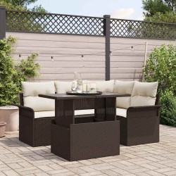 Ensemble de canapé de jardin 5 pcs Marron Poly rotin 518371518371