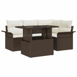 Ensemble de canapé de jardin 5 pcs Marron Poly rotin 518371518371