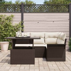 Ensemble de canapé de jardin 5 pcs Marron Poly rotin 518371518371