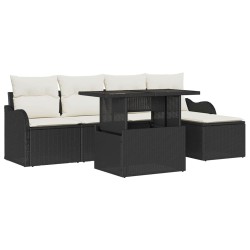 Ensemble de sièges d'extérieur 6 pcs Noir Poly rotin 518372518372