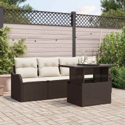 Ensemble de canapé de jardin 5 pcs Marron Poly rotin 518373518373