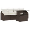 Ensemble de canapé de jardin 5 pcs Marron Poly rotin 518373518373