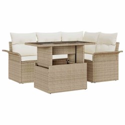 Ensemble de canapé de jardin 5 pcs Beige Poly rotin 518374518374