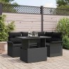 Ensemble de canapé de jardin avec coussin 5 pcs Noir Poly rotin 518376518376