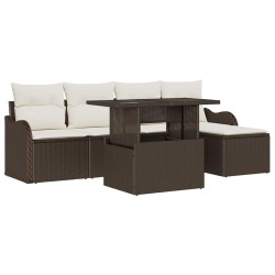 Ensemble de sièges d'extérieur 6 pcs Marron Poly rotin 518378518378