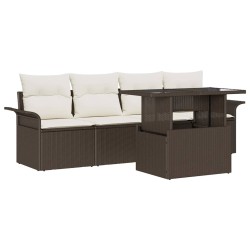 Ensemble de canapé de jardin 5 pcs Marron polyrotin 518379518379