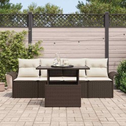 Ensemble de canapé de jardin 5 pcs Marron polyrotin 518379518379
