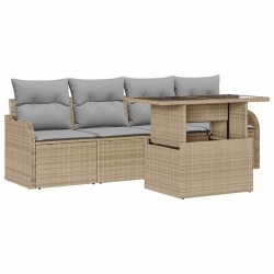 Ensemble de canapé de jardin 5 pcs Beige Poly rotin 518380518380