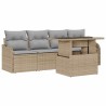 Ensemble de canapé de jardin 5 pcs Beige Poly rotin 518380518380