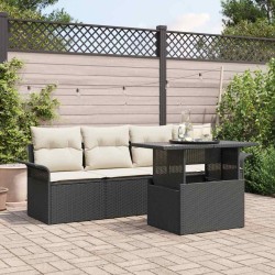 Ensemble de canapé de jardin avec coussin 5 pcs Noir polyrotin 518381518381