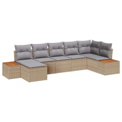 Ensemble de canapé de jardin avec coussin 7 pcs Beige polyrotin 518382518382