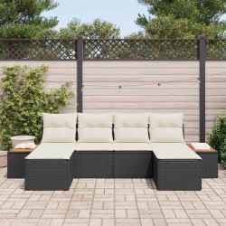 Ensemble de canapé de jardin avec coussin 6 pcs Noir polyrotin 518383518383