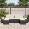 Ensemble de canapé de jardin avec coussin 6 pcs Noir polyrotin 518383518383